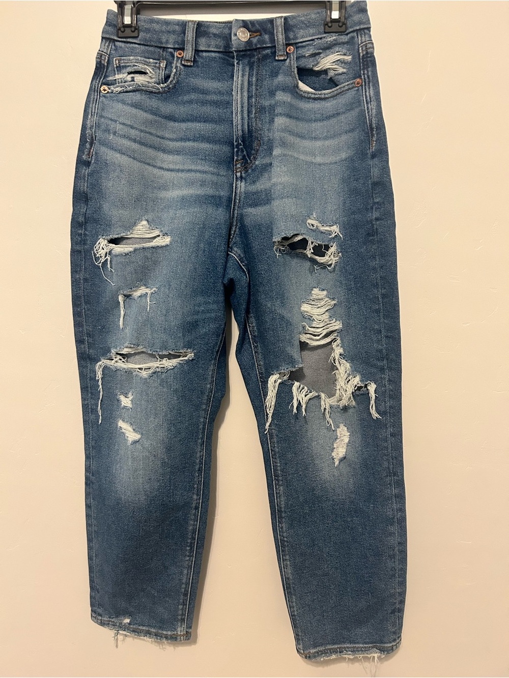 American Eagle Curvy Mom Jean Stretch Distressed Size 4 X-Short